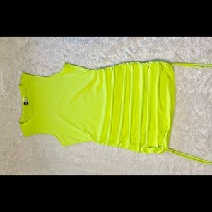 Neon Green Ruched Midi Dress
